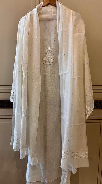 Dyeable Mul Chanderi Kurta Dupatta Set with Elegant Mukaish Work