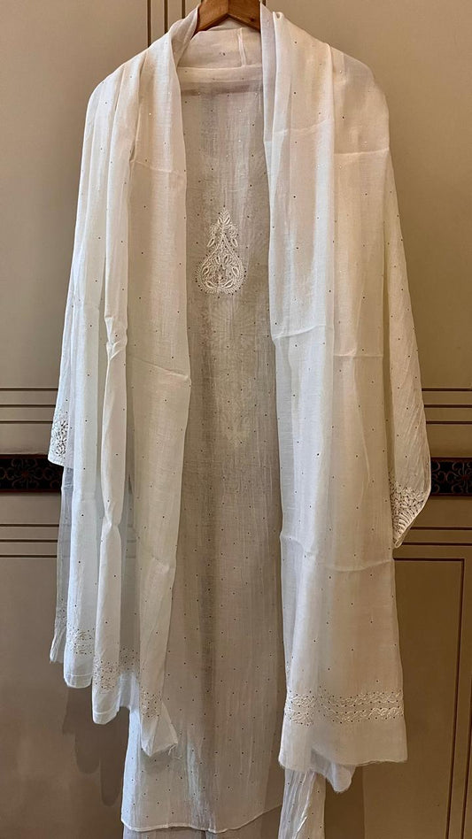 Dyeable Mul Chanderi Kurta Dupatta Set with Elegant Mukaish Work