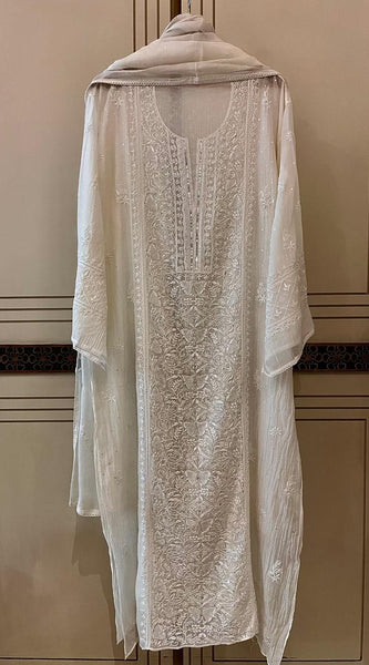 Dyeable Pure Mul Chanderi Kurta Dupatta Set with Pearl, Sequin & Katdana Embellishments