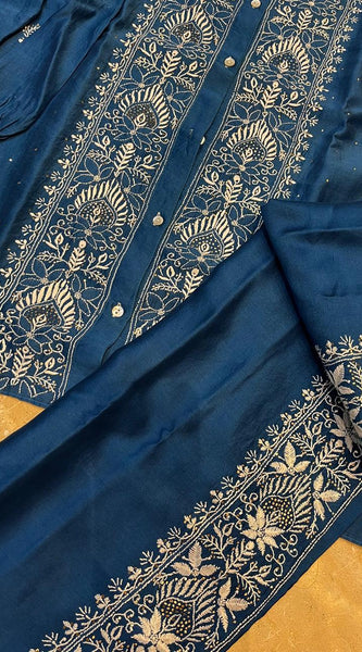 Chanderi Silk Semi-Stitched Coord Set with Elegant Mukaish Work