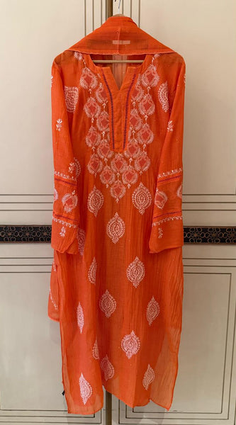Mul Chanderi Kurta Dupatta Set with Intricate Mukaish Work