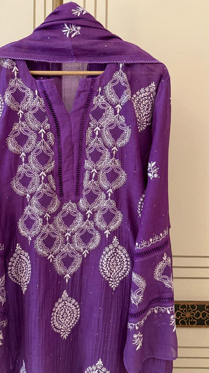 Mul Chanderi Kurta Dupatta Set with Intricate Mukaish Work