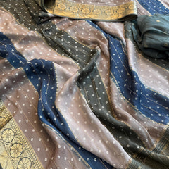 Chinon Crepe Banarasi Saree with Bandhani Print Design