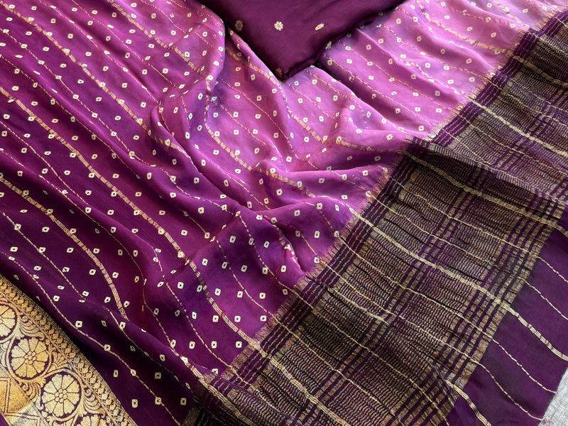 Chinon Crepe Banarasi Saree with Bandhani Print Design