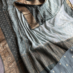 Chinon Crepe Banarasi Saree with Bandhani Print Design
