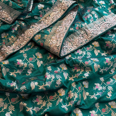 Munga Patola Silk Saree with Gotapatti & Pearl Embroidery