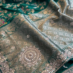 Munga Patola Silk Saree with Gotapatti & Pearl Embroidery