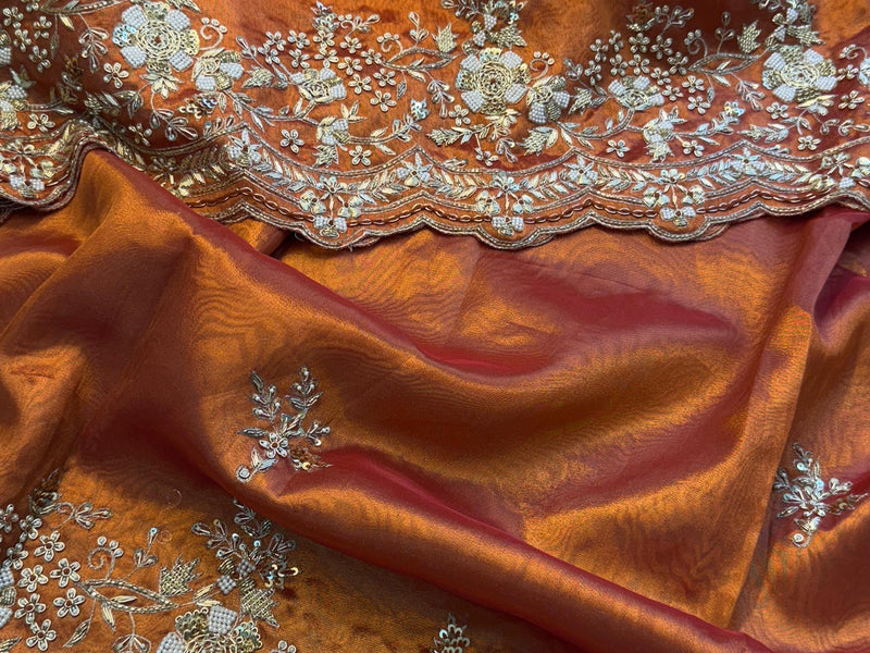 Tissue Handloom Silk Saree with Zardozi & Kutdana Work