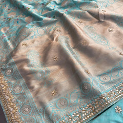 Munga Patola Silk Saree with Zardozi & Gotapatti Embellishment