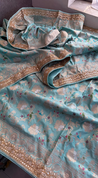 Munga Patola Silk Saree with Zardozi & Gotapatti Embellishment