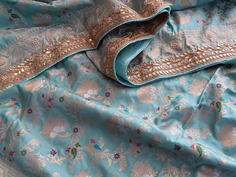 Munga Patola Silk Saree with Zardozi & Gotapatti Embellishment