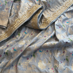 Munga Patola Silk Saree with Sequins & Pearl Embroidery