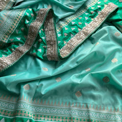 Munga Patola Silk Saree with Sequins & Pearl Embroidery