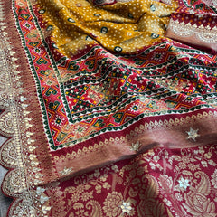 Khaddi Georgette Banarasi Saree with Gotapatti & Pearl Work