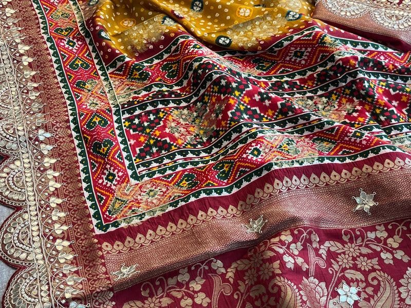 Khaddi Georgette Banarasi Saree with Gotapatti & Pearl Work