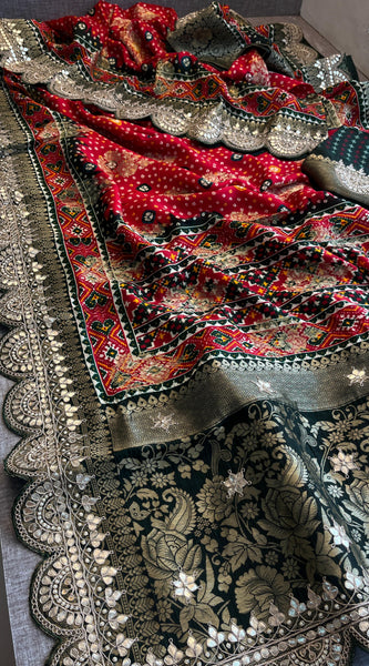 Khaddi Georgette Banarasi Saree with Gotapatti & Pearl Work