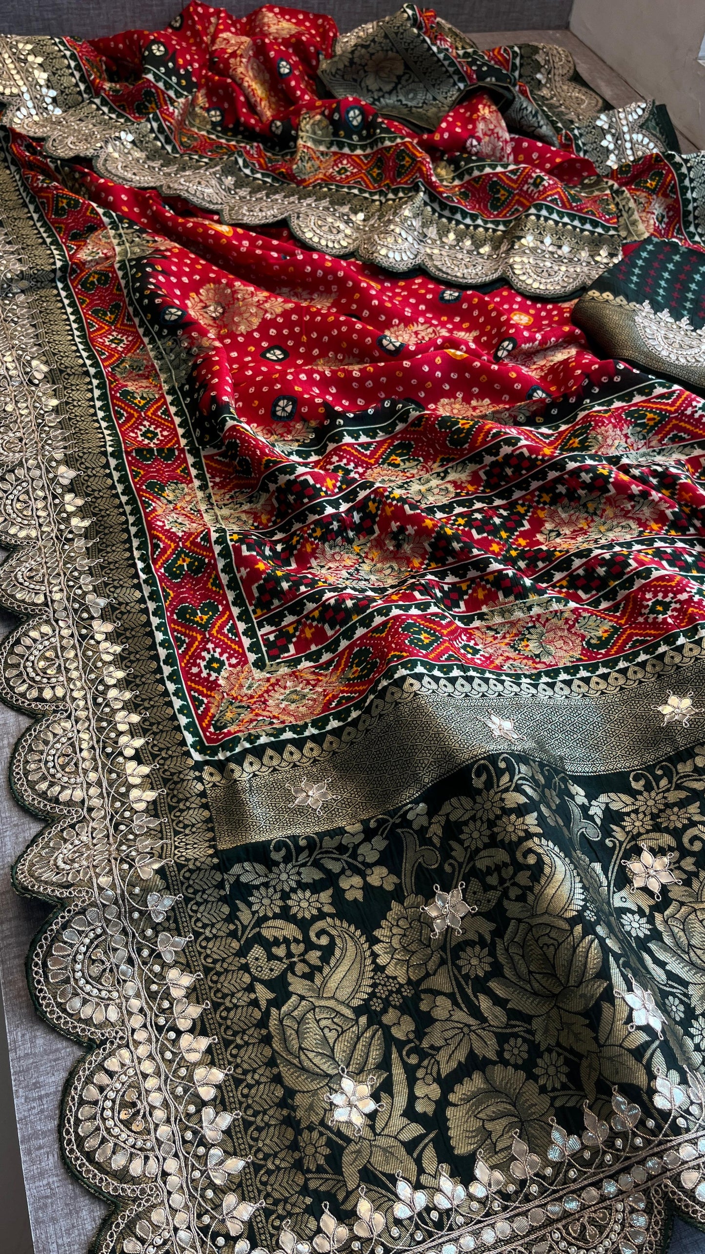 Khaddi Georgette Banarasi Saree with Gotapatti & Pearl Work