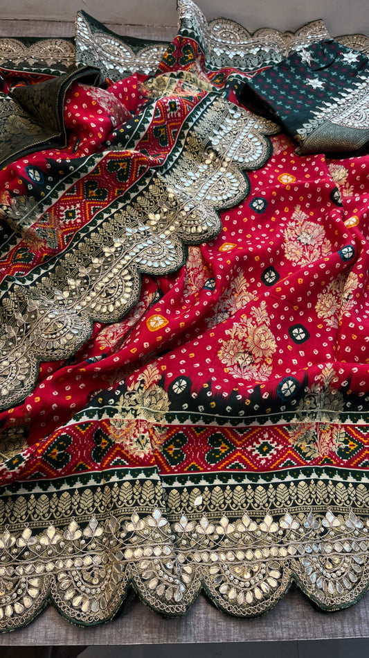 Khaddi Georgette Banarasi Saree with Gotapatti & Pearl Work