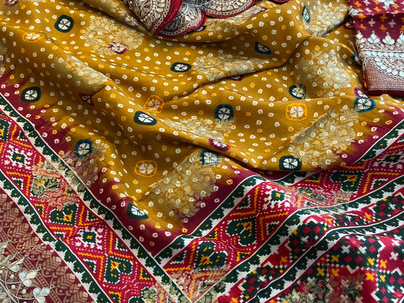 Khaddi Georgette Banarasi Saree with Gotapatti & Pearl Work