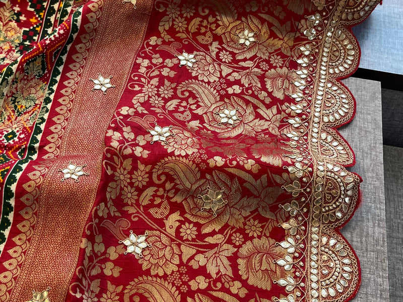 Khaddi Georgette Banarasi Saree with Gotapatti & Pearl Work