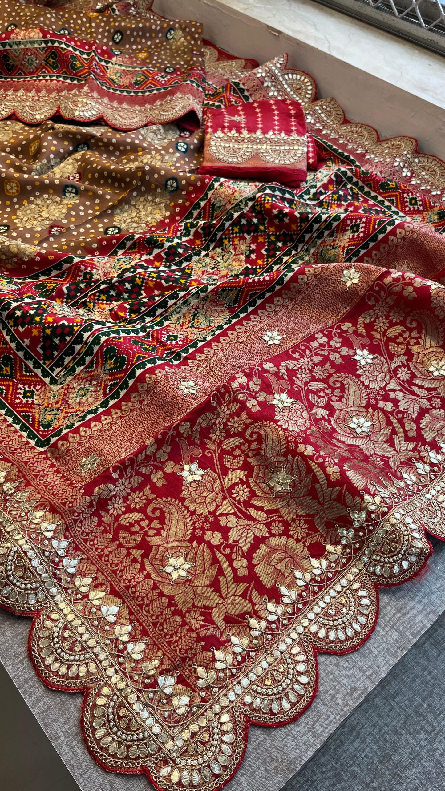 Khaddi Georgette Banarasi Saree with Gotapatti & Pearl Work