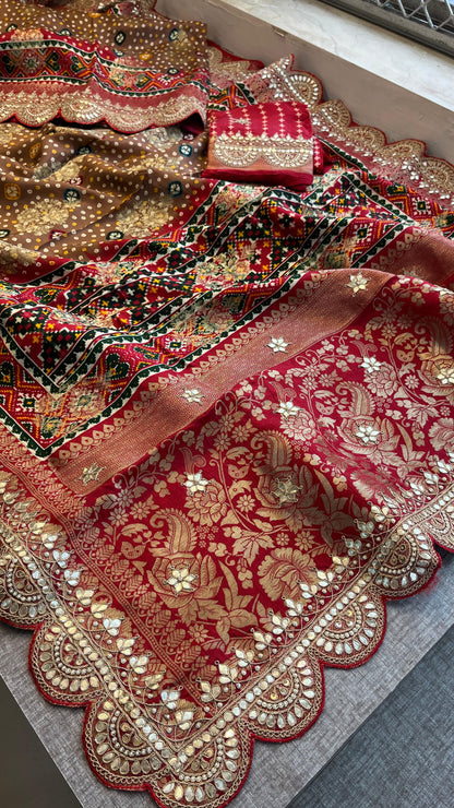 Khaddi Georgette Banarasi Saree with Gotapatti & Pearl Work