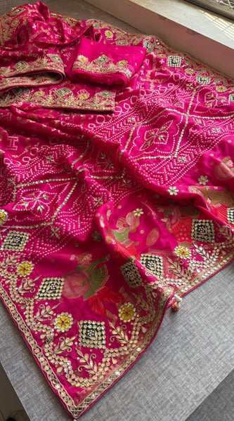 Crepe Banarasi Silk Saree with Gotapatti & Pearl Work