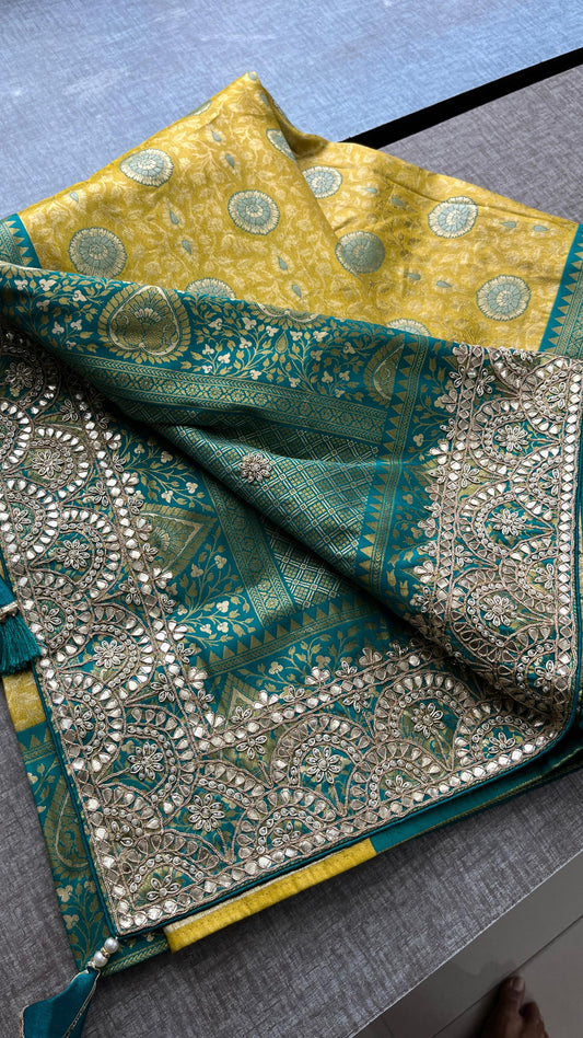 Kanjivaram Meena Silk Banarasi Saree with Gotapatti & Sequins