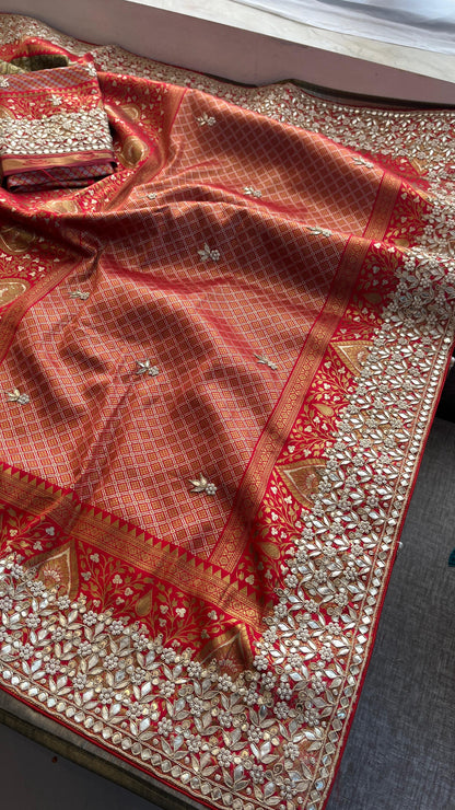 Kanjivaram Meena Silk Banarasi Saree with Gotapatti & Sequins