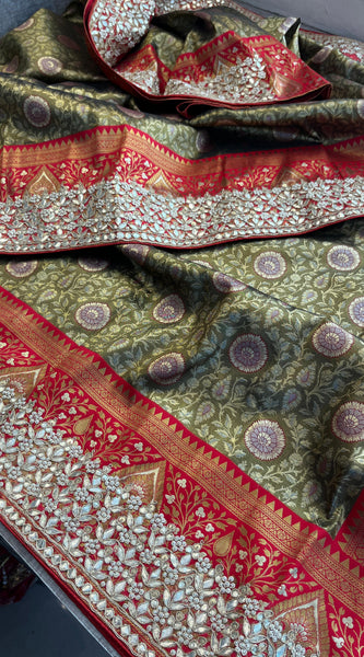 Kanjivaram Meena Silk Banarasi Saree with Gotapatti & Sequins