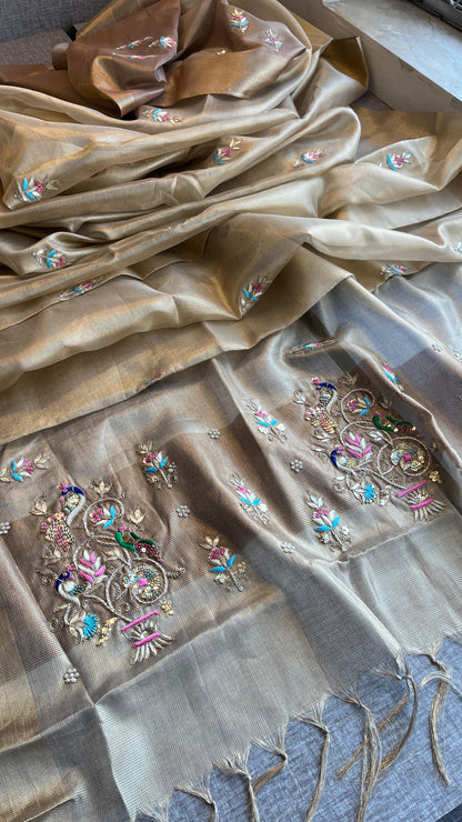 Handloom Tissue Silk Banarasi Saree with Zardozi & Gotapatti