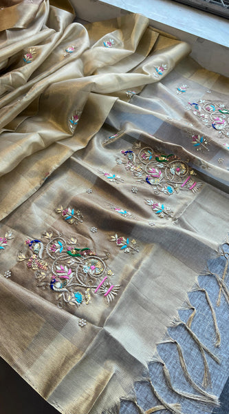 Handloom Tissue Silk Banarasi Saree with Zardozi & Gotapatti