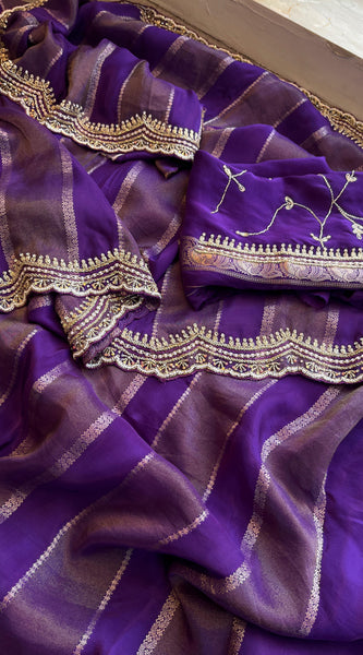 Cosmo Silk Banarasi Saree with Zardozi & Kutdana Work
