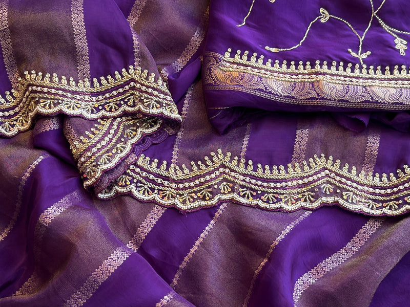Cosmo Silk Banarasi Saree with Zardozi & Kutdana Work
