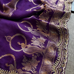 Cosmo Silk Banarasi Saree with Zardozi & Kutdana Work