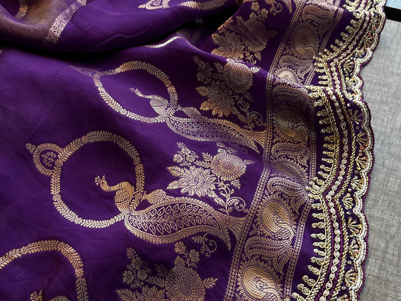 Cosmo Silk Banarasi Saree with Zardozi & Kutdana Work