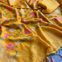 Soft Munga Banarasi Silk Saree with Multithread Embroidery