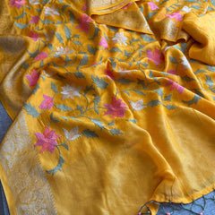 Soft Munga Banarasi Silk Saree with Multithread Embroidery