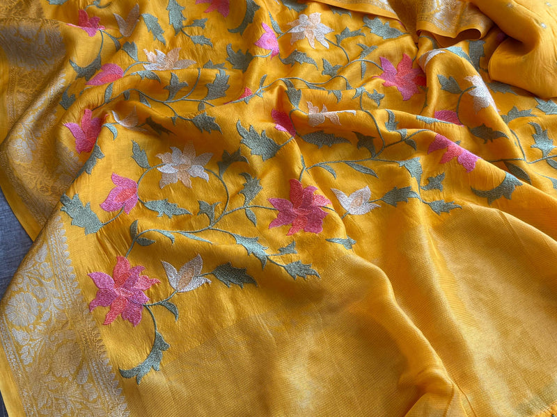 Soft Munga Banarasi Silk Saree with Multithread Embroidery