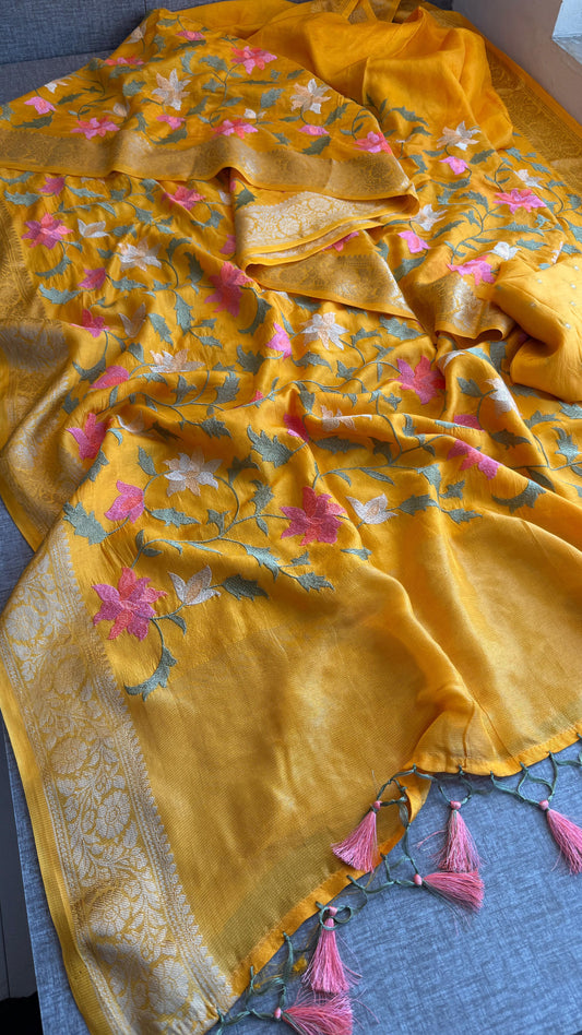 Soft Munga Banarasi Silk Saree with Multithread Embroidery