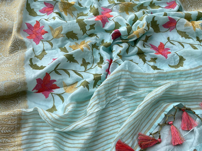 Soft Munga Banarasi Silk Saree with Multithread Embroidery