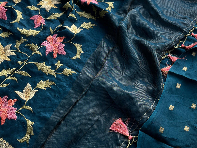 Soft Munga Banarasi Silk Saree with Multithread Embroidery