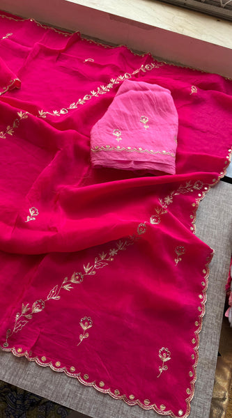 Soft Crepe Silk Saree with Zarkan & Kasab Embellishment