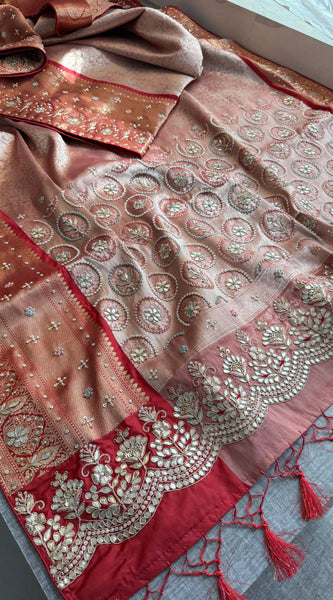 Kanjivaram Meena Banarasi Silk Saree with Zardozi & Pearl