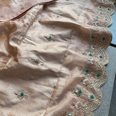 Soft Tissue Banarasi Silk Saree with Pearl & Gotapatti Embroidery