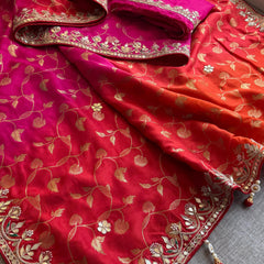 Munga Banarasi Silk Saree with Pearl, Gotapatti & Kutdana
