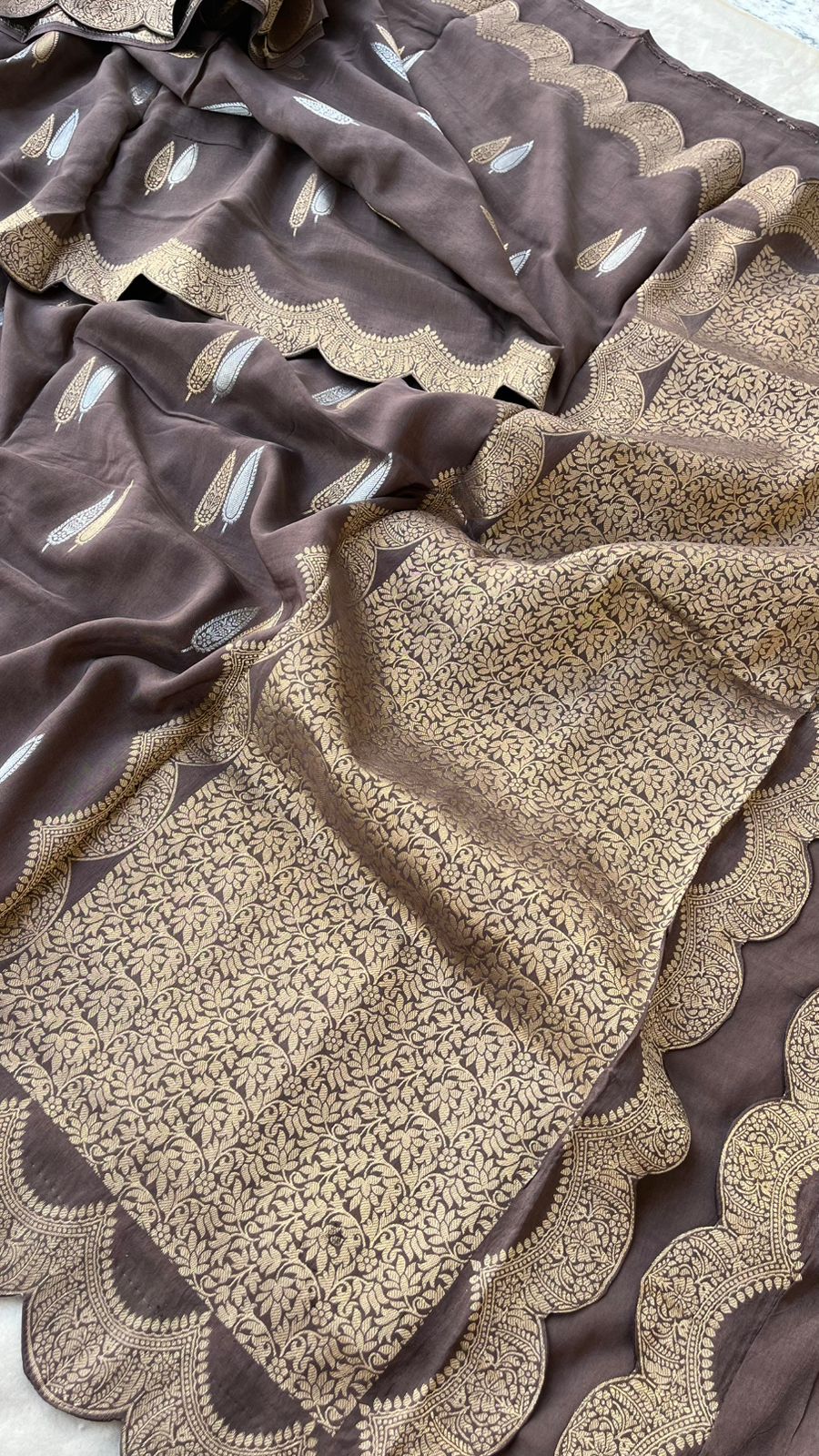 Silk Banarasi Saree with Classic Cutwork Detailing