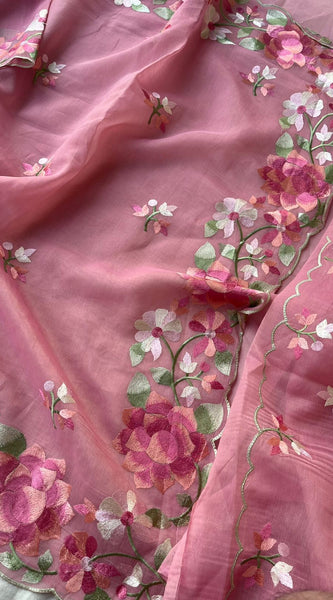 Soft Linen Saree with Multicolor Embroidered Highlights