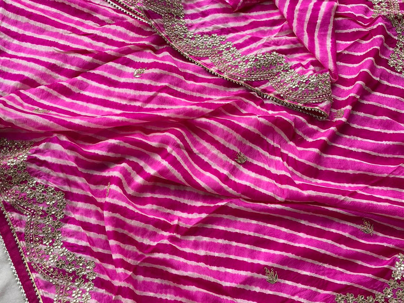 Tussar Silk Saree with Gotta Patti, Marodi & Zardozi Work