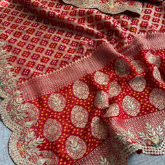 Munga Banarasi Silk Saree with Pearl, Resham & Kutdana